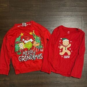 Red Kids Christmas Shirts Set